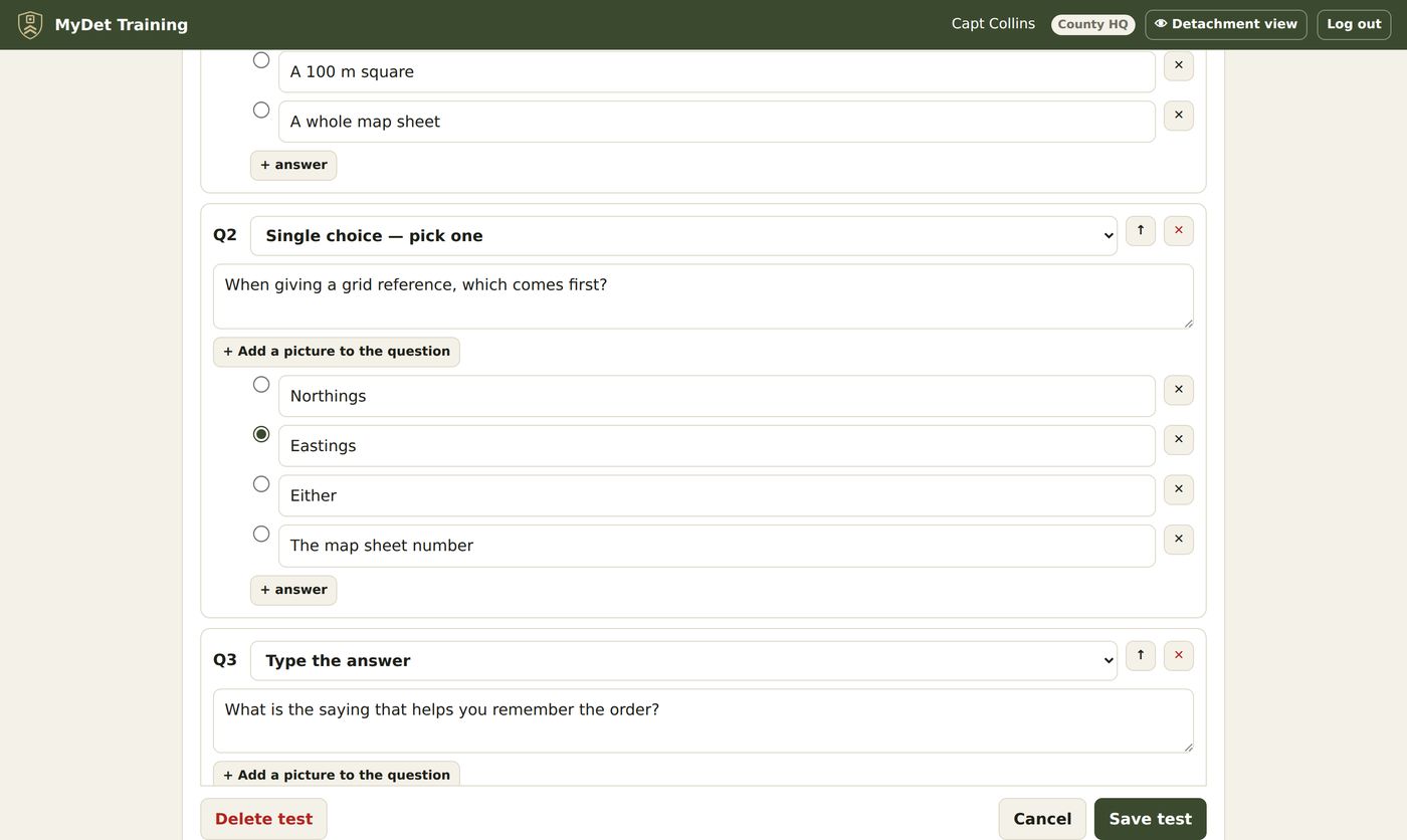 Questions in the editor